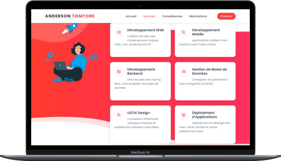 Section services du portfolio